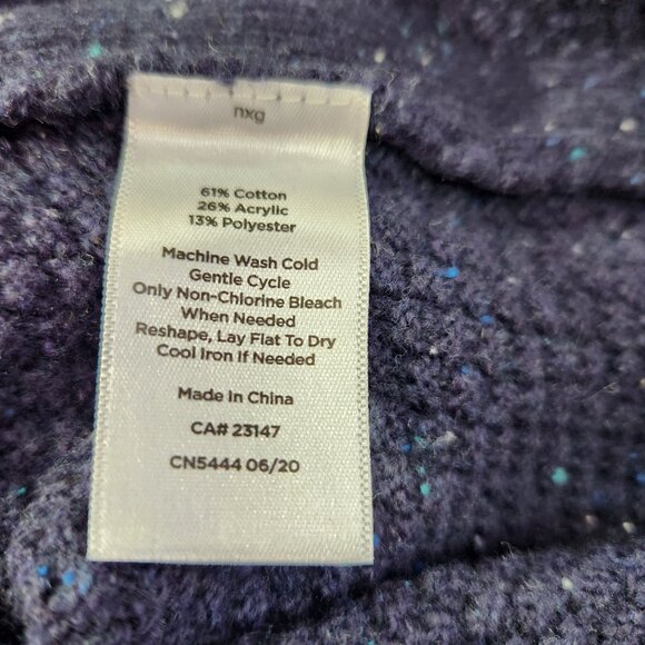 Talbots Navy Blue Speckled Sweater Long Sleeve Cotton Blend Womens Petite Size M - Picture 12 of 13